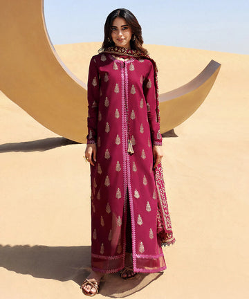 Premium Dhanak Embroidered 3-Piece Suit for Women – Winter Wear Y221