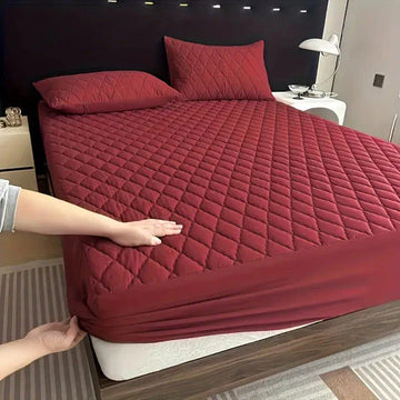 Cotton Quilted Waterproof Mattress Cover - Maroon M191