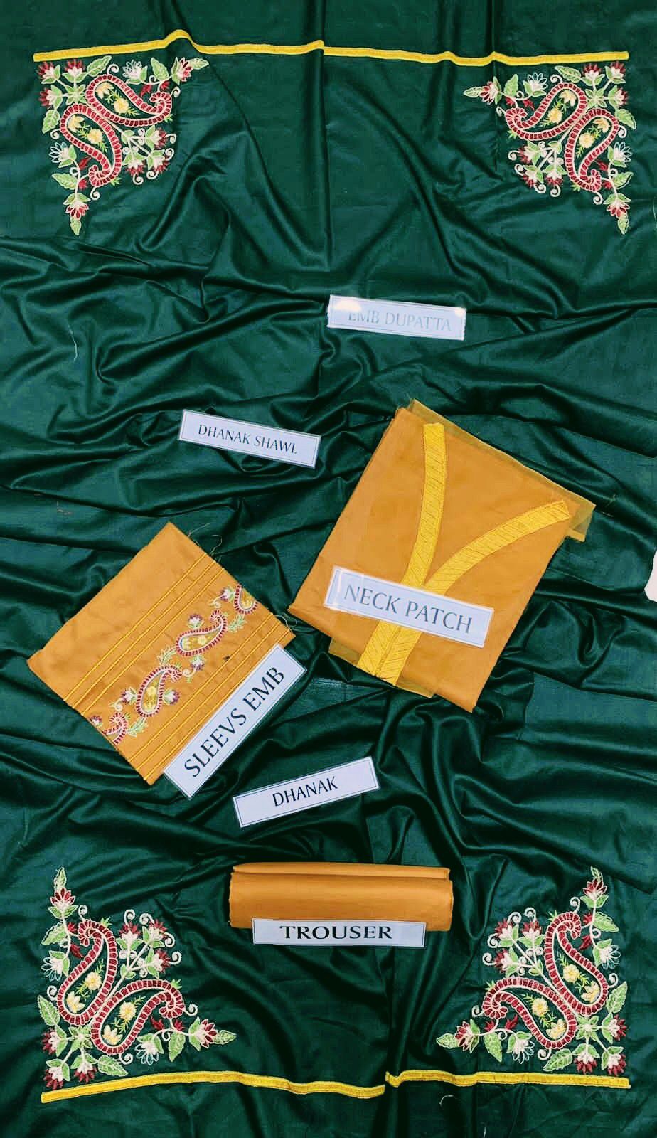 Premium Dhanak Embroidered 3-Piece Suit for Women – Winter Wear Y215