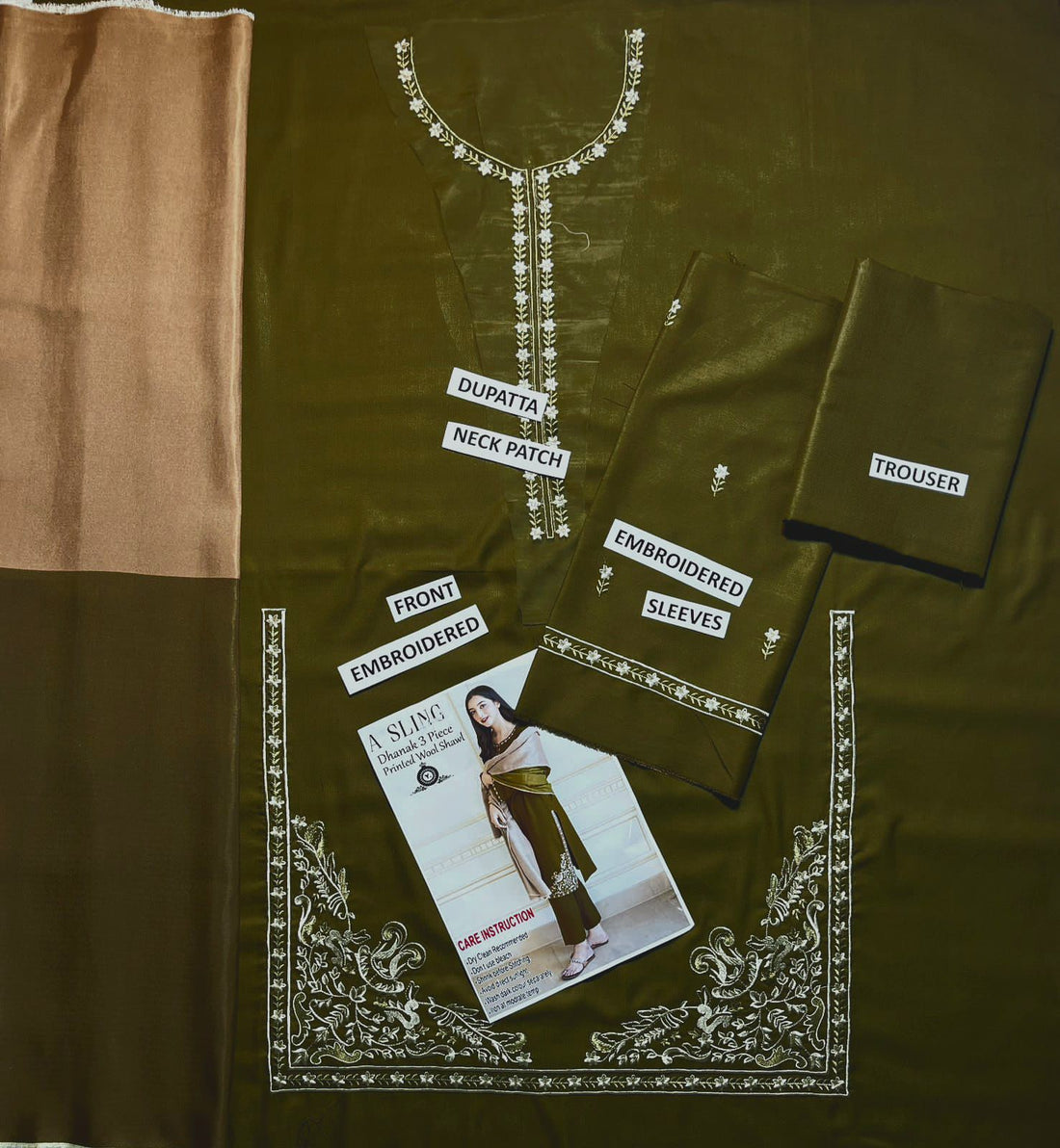 Premium Dhanak Embroidered 3-Piece Suit for Women – Winter Wear Y217