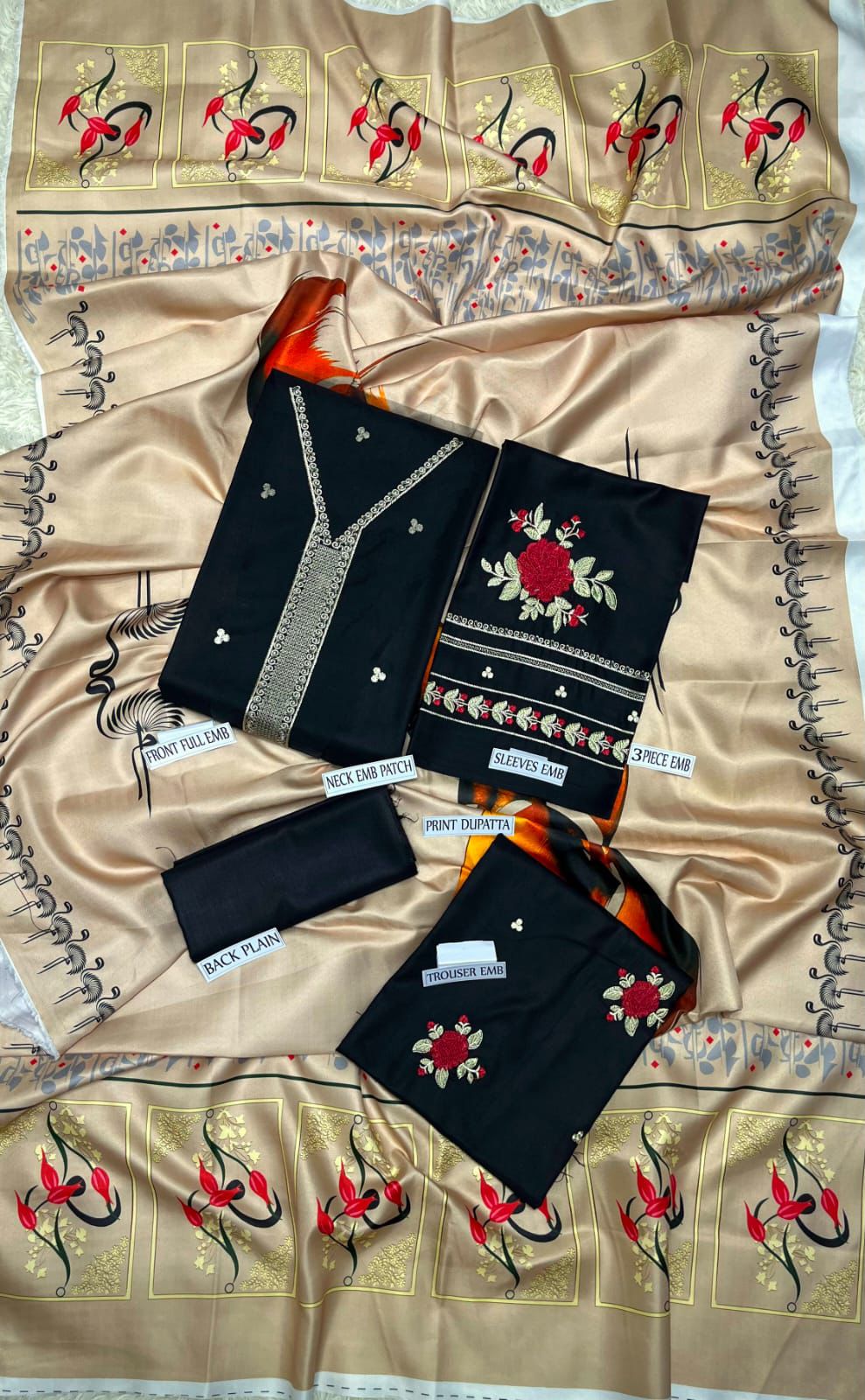 Premium Dhanak Embroidered 3-Piece Suit for Women – Winter Wear Y219
