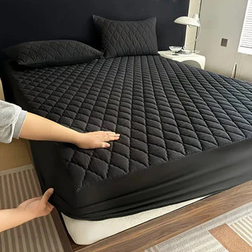 Cotton Quilted Waterproof Mattress Cover - Black M192