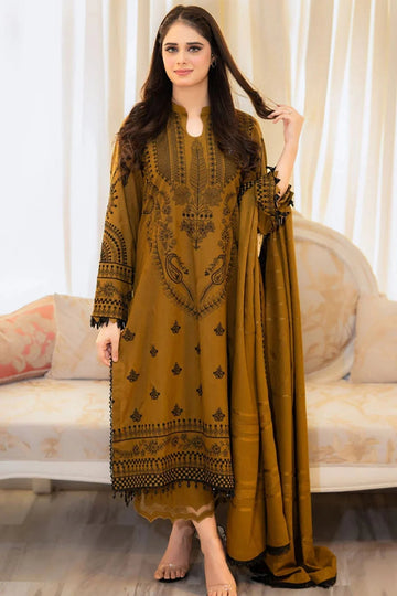 Premium Dhanak Embroidered 3-Piece Suit for Women – Winter Wear Y220